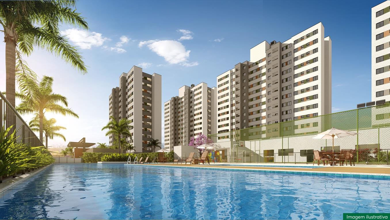 Condomínio com piscina e quadra esportiva